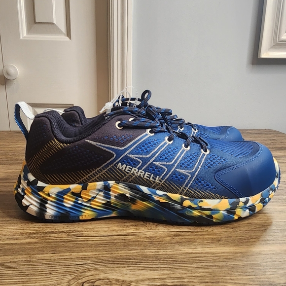 Merrell Men's Moab Flight Carbon Fiber Work Shoes. Blue-Jacquard Upper Size 8.5. - Picture 2 of 12